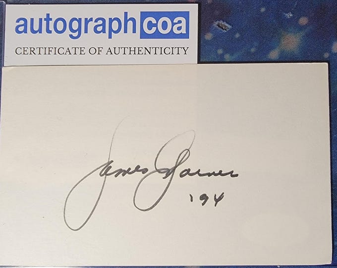 James Garner Authentic Signed Index Card W/ ACOA Maverick