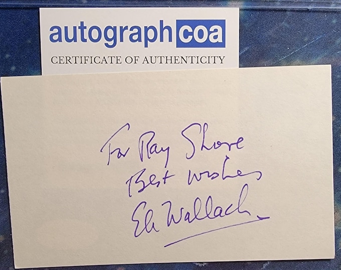 Eli Wallach Authentic Signed Index Card W/ ACOA The Good, The Bad, And The Ugly