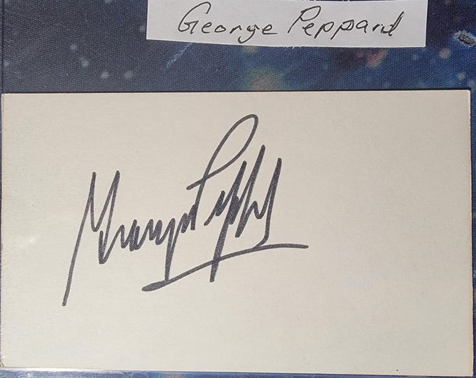 George Peppard Signed Index Card W/ Beckett BAS COA The A-Team Hannibal Smith