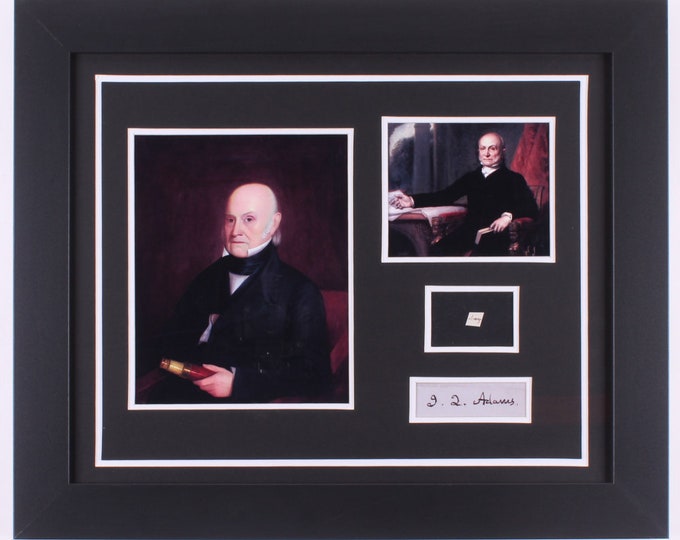 John Quincy Adams 19.5x23.5 Custom Framed Display with (1) Hand-Written Word From Letter (JSA LOA Copy)