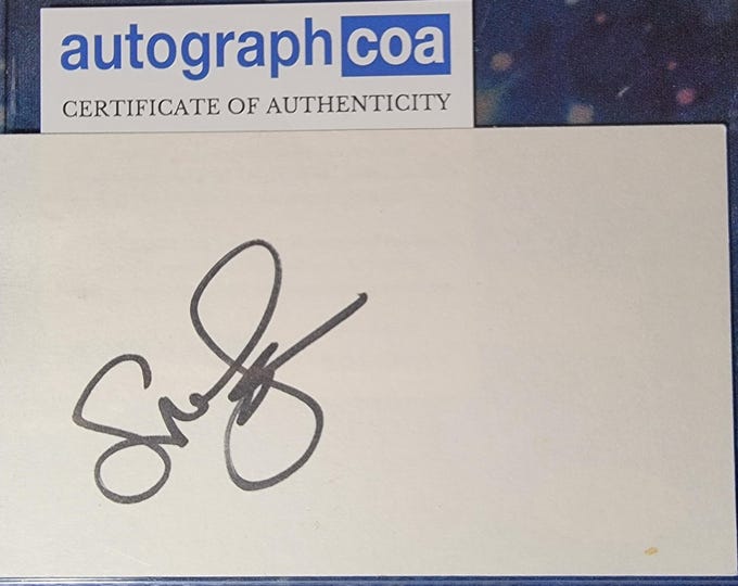 Susan Sarandon Authentic Signed Index Card W/ ACOA Thelma & Louise