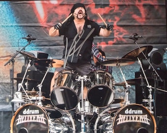 Vinnie Paul Authentic Signed 8x10 Photo W/ Lighthouse COA - 2014 The Clubhouse Dallas, Texas - Pantera - Hellyeah - Damageplan - (d.2018)