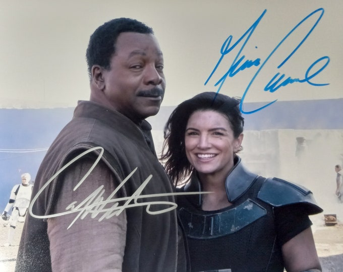 Carl Weathers & Gina Carano Authentic Signed 8x10 Photo W/ 3rd Party Authentication - The Mandalorian - Greef Karga - Cara Dune