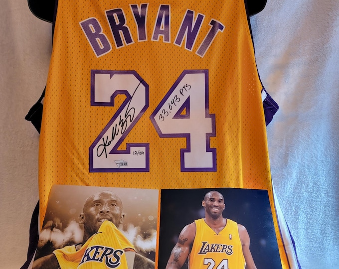 Kobe Bryant Authentic Signed m&n Fan L.A. Lakers Jersey W/ Fanatics COA Authentication Also Inscribed: "33,643 Pts."  Le #12/124 +  Photos