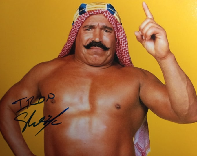 Iron Sheik Authentic Signed 8x10 Photo W/ Lighthouse COA - WWF - Make You Humble - Jabroni - Camel Clutch - Hossein Khosrow Ali Vaziri
