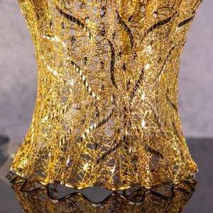 Pulsera de tul de oro de 14 quilates, joyería nupcial, oro de fantasía, pulsera de fisión, pulsera extravagante, boda, oro macizo de 14 quilates 585, fantasía