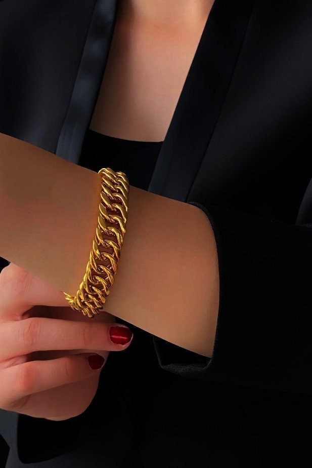 22k gold cuban link cheap bracelet