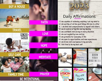 16 x 20" 2023 Semplice scheda di visione stampabile Obiettivi di affermazione Christian Vision Board Scheda di visione minimalista pronta all'uso Fatto per te