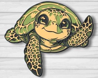Sea Turtle Multilayer SVG, Laser Cut File, Paper Cut, CNC, 3D Mandala Plywood Design
