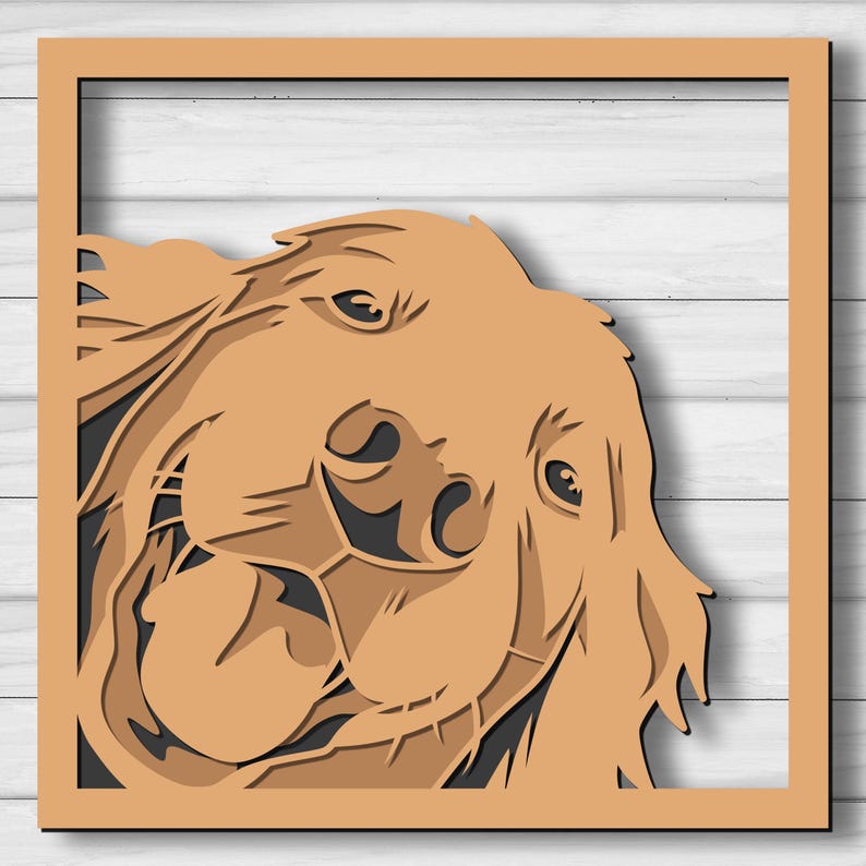 Wielowarstwowy plik SVG Golden Retriever, plik do cięcia laserowego, wycinanie papieru, CNC, projekt sklejki 3D z mandalą zdjęcie 4