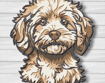 Diseño de caniche multicapa en formato SVG, archivo para corte láser, corte de papel, CNC y mandala 3D en madera contrachapada.