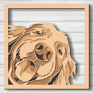 Wielowarstwowy plik SVG Golden Retriever, plik do cięcia laserowego, wycinanie papieru, CNC, projekt sklejki 3D z mandalą zdjęcie 5