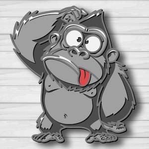 Gorilla Multilayer SVG, Laser Cut File, Paper Cut, CNC, 3D Mandala Plywood Design