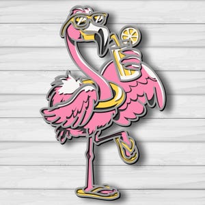 Flamingo flerskikts-SVG, laserskuren fil, pappersklipp, CNC, 3D-mandala-plywooddesign