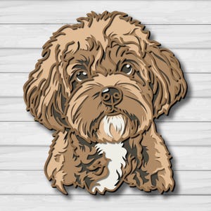 Mehrschichtige SVG-Datei für Goldendoodle, Laserschnittdatei für Cockapoo, Papierschnittdatei für Maltipoo, CNC-gefrästes 3D-Hundedesign aus Sperrholz
