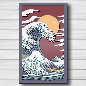 Ocean Wave Multilayer SVG, Laser Cut File, Paper Cut, CNC, 3D Mandala Plywood Design