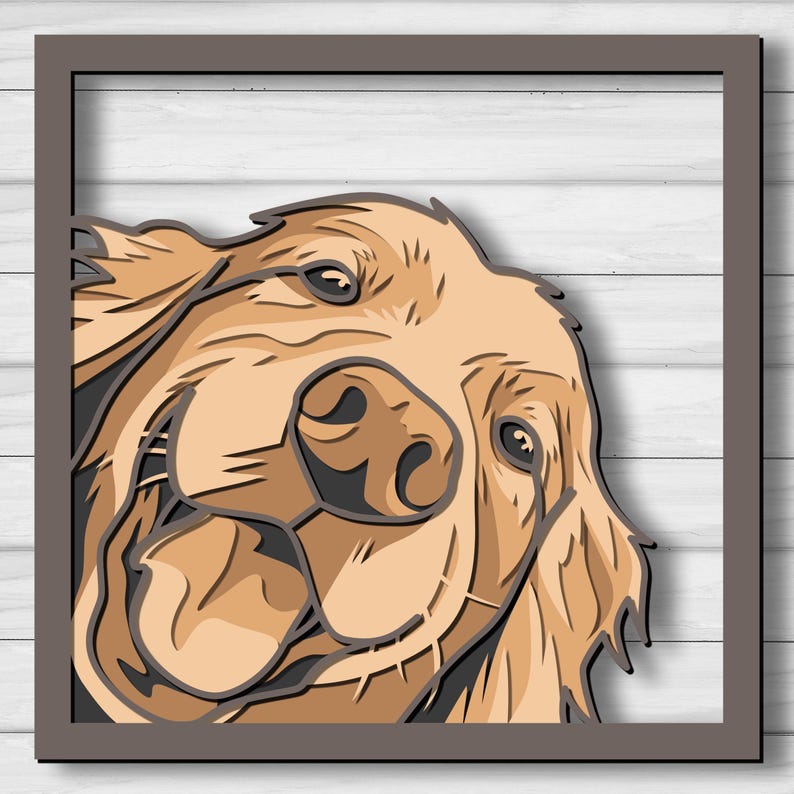 Wielowarstwowy plik SVG Golden Retriever, plik do cięcia laserowego, wycinanie papieru, CNC, projekt sklejki 3D z mandalą zdjęcie 6