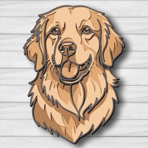 Golden Retriever Mandala SVG, 3D Layered Dog Portrait, Laser Cut File