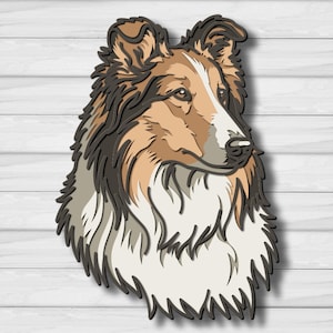 Rough Collie Multilayer SVG, Dog Laser Cut File, Layered Mandala SVG, Paper Cut, CNC, Glowforge, 3D Plywood Design