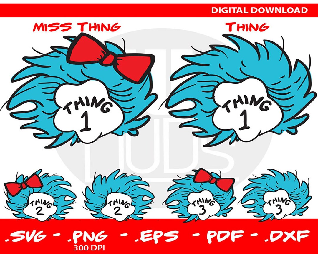 Thing 1 Thing 2 Svg Digital Download Thing One Svg Thing - Etsy