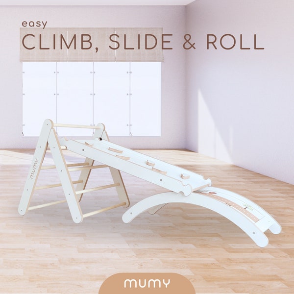 mumy ™ easyCLIMB Foldable Pikler Triangle | 16 cm of footprint | Solid and melamine wood, made in Italy