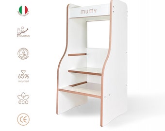 mumy™ easySTEP Montessori-Lernturm schmutzabweisend | In 3 Stufen einstellbar | Lernturm made in Italy