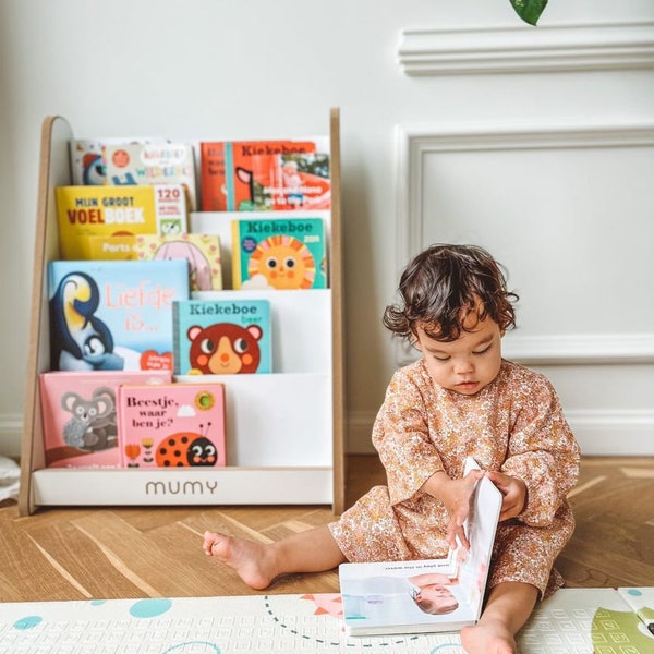 mumy ™ easyTALL Bibliothèque Montessori anti-taches | 54 étagères | 50 livres