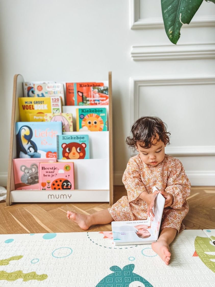 HOMCENT Libreria per Bambini con Ampio Contenitore e Ruote Girevoli,  Montessori Scaffale Bifacciale a 4 Ripiani Salvaspazio per Libri per Camera  da Letto per Bambini : : Casa e cucina