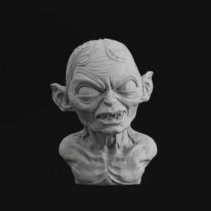 3D Gollum Bust - 3D Gollum - 3D Figurine - Custom 3D Printing - Gollum - Smeagol