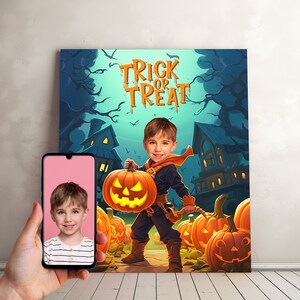 Personalisiertes Halloween Porträt - Benutzerdefiniertes Porträt vom Foto - Benutzerdefiniertes Geschenk von Ihrem Foto - Geschenk für Kinder