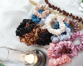 Scrunchies 2 Stück, Haarschmuck, Seiden Scrunchies, Satin Scrunchies, weiche und bequeme Haargummis für Pferdeschwanz und Haarschmuck