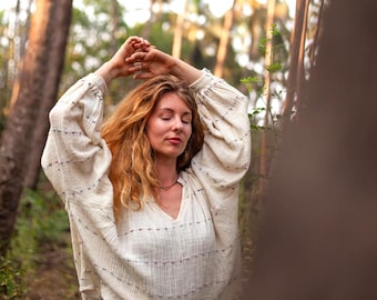 Flowy Blouse - Hand Embroidered Details | Ethically Handcrafted