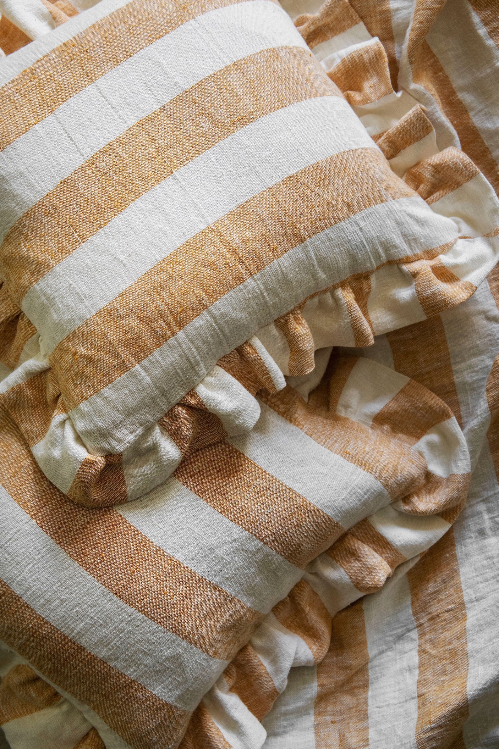 Premium 100% Washed Linen stripe Frilly Ruffle Linen Cushion - Etsy UK