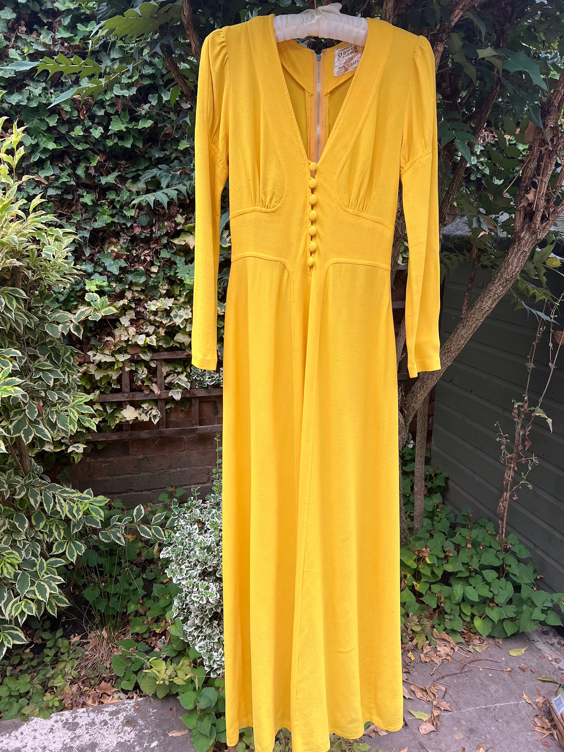Ossie Clark Radley 1970s Vintage Maxi Dress Canary Yellow - Etsy Ossie Clark Radley 1970s Vintage Maxi Dress Canary Yellow - Etsy