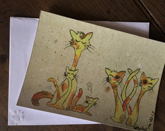 Greeting card Cat and its envelope "papatte"