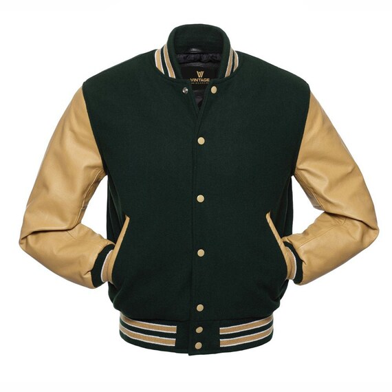 Varsity Jacket Custom Letterman Baseball Body Green Wool & Etsy