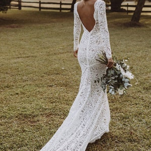 Long Sleeves Lace Wedding Gown Meramid Bridal Dress Vintage - Etsy
