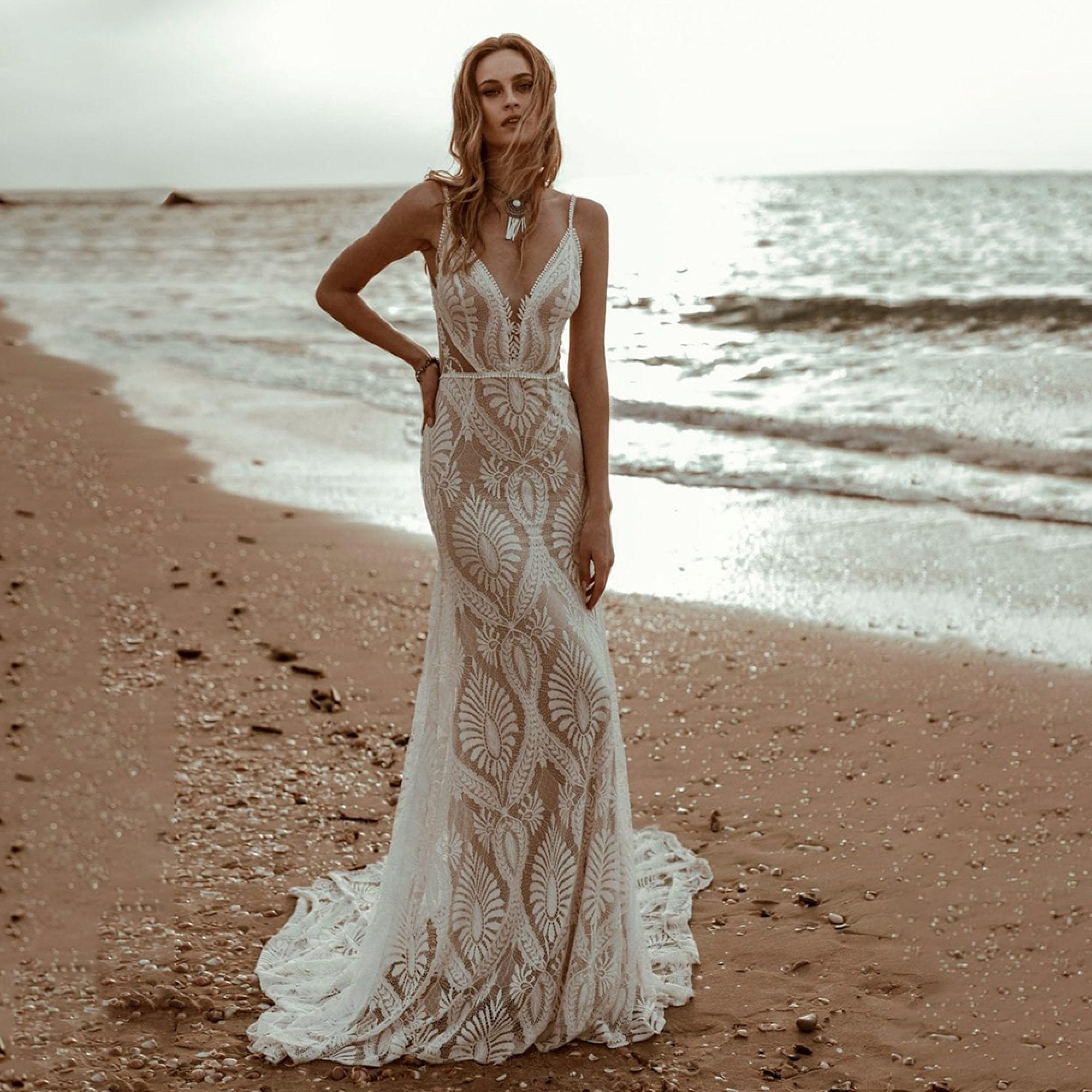 Bohemian Wedding Gown Mermaid Wedding Gown Chic Lace Bridal - Etsy