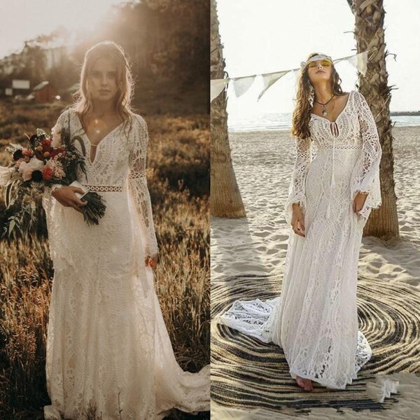 Hippie Wedding Dress - Etsy
