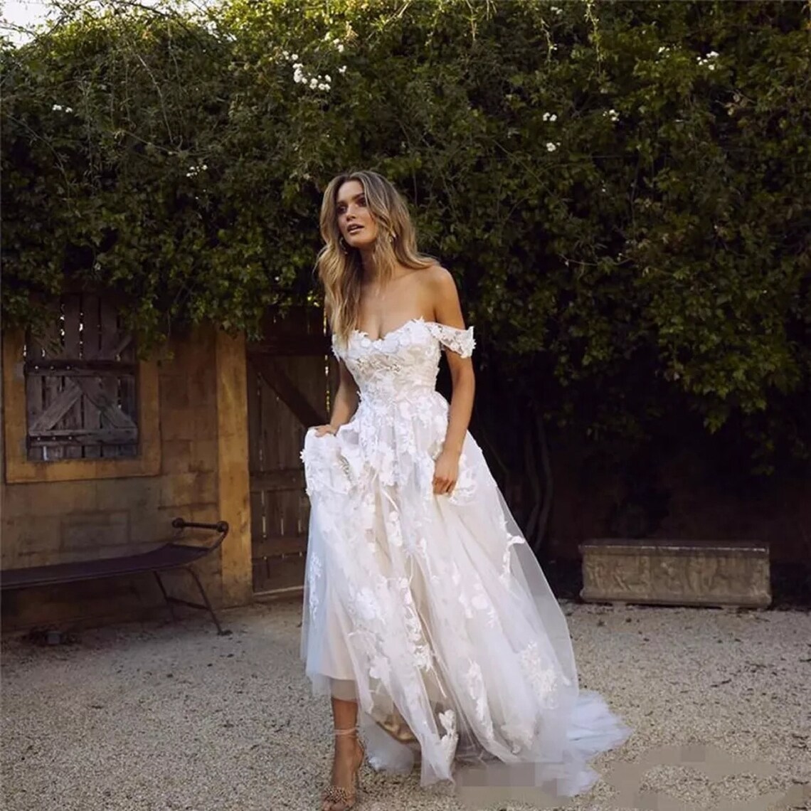 Elegant off the Shoulder Wedding Dress Glamour Lace Appliqued - Etsy