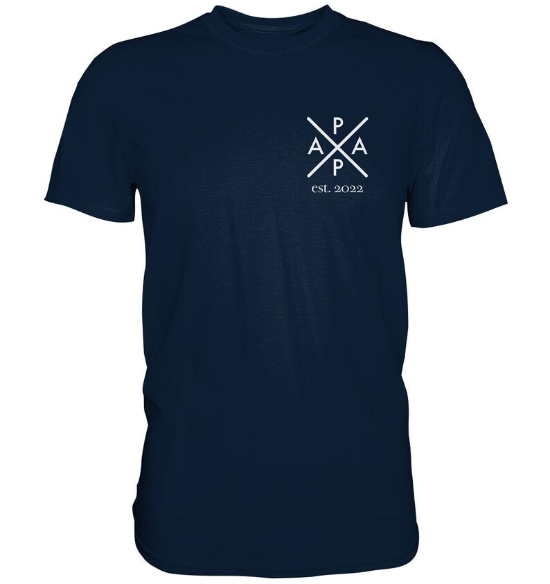 T-Shirt Papa Monogram Dad personalisiert Geschenk Vatertag Geburtstag Geburt Familie Navy