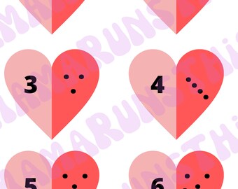 Learning Numbers and Counting with Hearts Puzzle (12 Hearts)