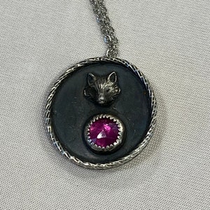 Médaillons broche ou pendentif argent, pierres fines cadeau pour elle Renard