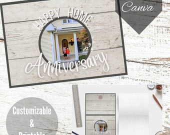 HOME ANNIVERSARY Photo card | Realtor | Real estate | Gift | Marketing | Prospecting | Printable