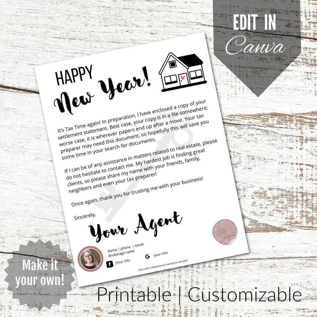 REAL ESTATE Tax Letter Realtor Client Care Taxes Settlement Statement Important Home Document Etsy