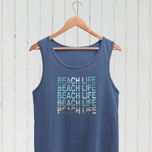 Beach Life Tank - Beach Text Tank Top, Gift for beach lover, Surf lover tshirt, Beach day tank, Palm tree tank, Summer beach tank top