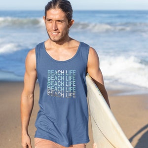 Beach Life Tank - Beach Text Tank Top, Gift for beach lover, Surf lover tshirt, Beach day tank, Palm tree tank, Summer beach tank top