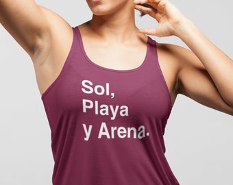 Playa Women's Tank - Tropische tanktop, Strandtanktop, Spaanse tanktop, Puerto Rico tanktop, Zonnestrand en zand, Strandtekstshirt