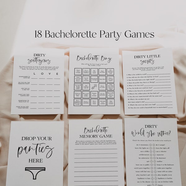 Minimalist Bachelorette Games Bundle, Simple Bachelorette Games, Printable Bachelorette Game Kit, Bachelorette Editable Funny Games DIY