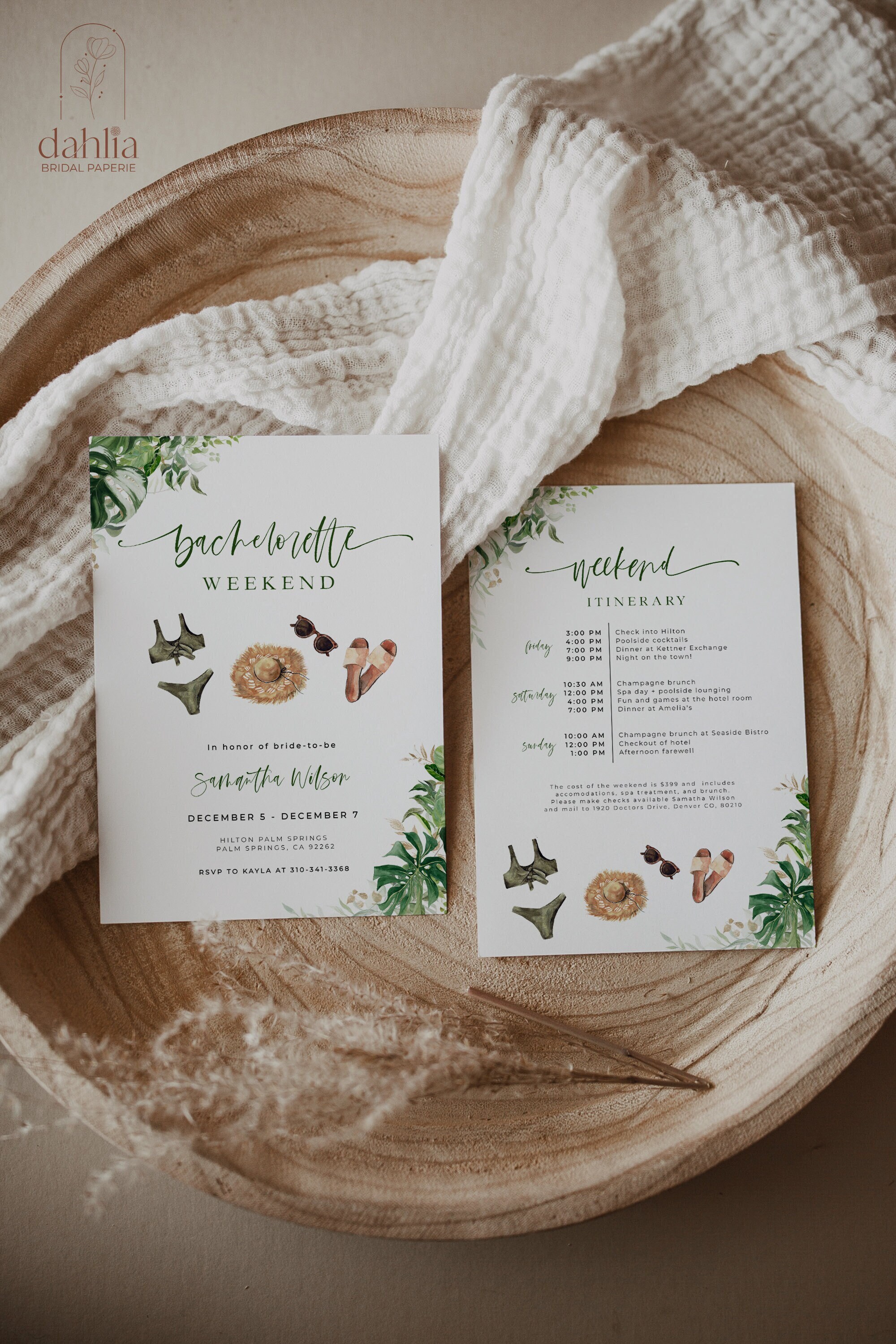 Tropical Bachelorette Party Invitation Tropical Bachelorette Itinerary Beach Bachelorette Party Palm Springs Bachelorette